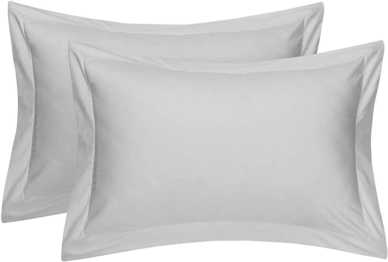 Cotton Metrics Heavy Quality King Pillow Shams Set of 2 Silver 600TC 100% Organic Cotton Silver Pillow Shams King Size 20X36 Decorative Pillow Cover with 2 Inch Flang 20" x 36" (Pack of 2) Silver