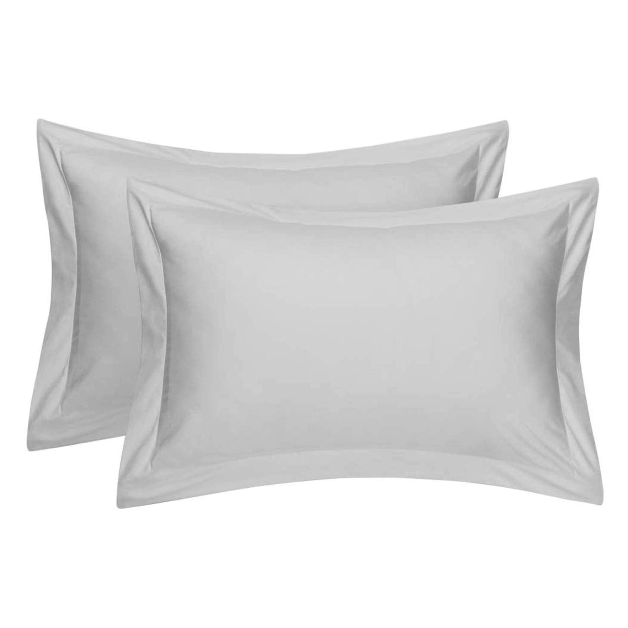 Comfort Beddings Premium Quality Pillowcases 100% Cotton Blend Oxford Pillow Cases Pack Of 2 - Silver (Standard Size 50 x 75 CM)