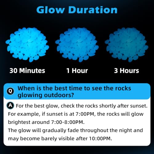 Image of NAMTSO White Glow in the Dark Rocks Outdoor Garden Decor, 200 pcs, 0.95 lbs | Large 0.6 inch-1.1 inch /pc, Resin Glowing Pebbles, Luminous Stones for Landscaping, Patio, Backyard, Lawn, Aquarium & Fish Tank Decor