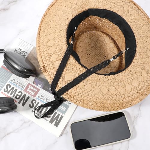 2 piezas de correas para sombreros ajustables beige y negro miniatura 5