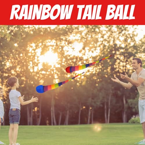 ZocRjvN Regenbogenball, 2 Stück Flummi Mit Schweif Für Gartenspiele Für Kinder, Tiefblau Und Rot, 95cm Oxford-Stoff Bälle Zur Förderung Der Hand-Auge-Koordination, Ideal Für 3-8 Jahre Alte Kinder