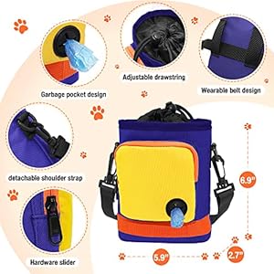 Dog treat pouch built in poop bag dispenser | training bag for dog treats | perfect for pet training  walking | durable large capacity treat pouch navy blue   cucciolini doodles