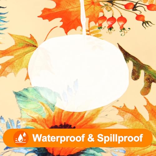 Image of Smiry Thanksgiving Table Cloth, Flannel Backed Vinyl Tablecloth, 60 inchx120 inch