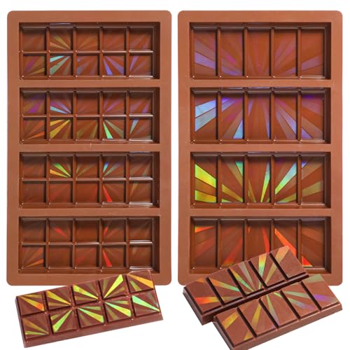 Webake Holografische Schokoladenform Silikon 2 Stück Holographic Chocolate Mold Hologramm Silikonform Schokolade Form