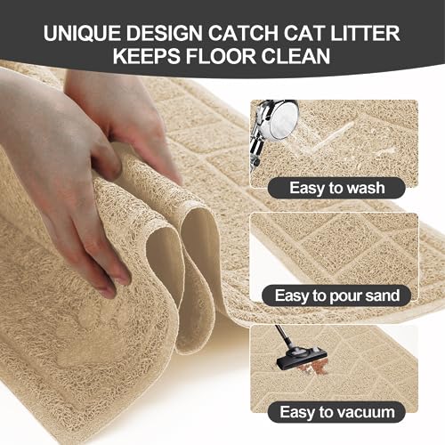 Image of Cat Litter Mat, Litter Trapping Mat Soft on Kitty Paws, 35 inch x 24 inch Kitten Litter Box Mat for Cleaner Floors, Waterproof, Easy Clean, Durable Large Size Cat Litter Pad for Kitten.
