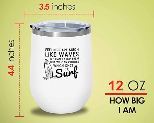 Miniatura 4 de Flairy Land Surfing White Edition Wine Tumbler 12oz - Feelings like waves - Surfing Enthusiast Gifts Water Sport Surfboard Athletics Hobby Beach Sea