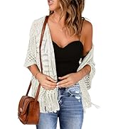 Sidefeel Women's 2024 Cropped Crochet Top Lightweight Summer Cardigan Beach Kimono Cover Ups
