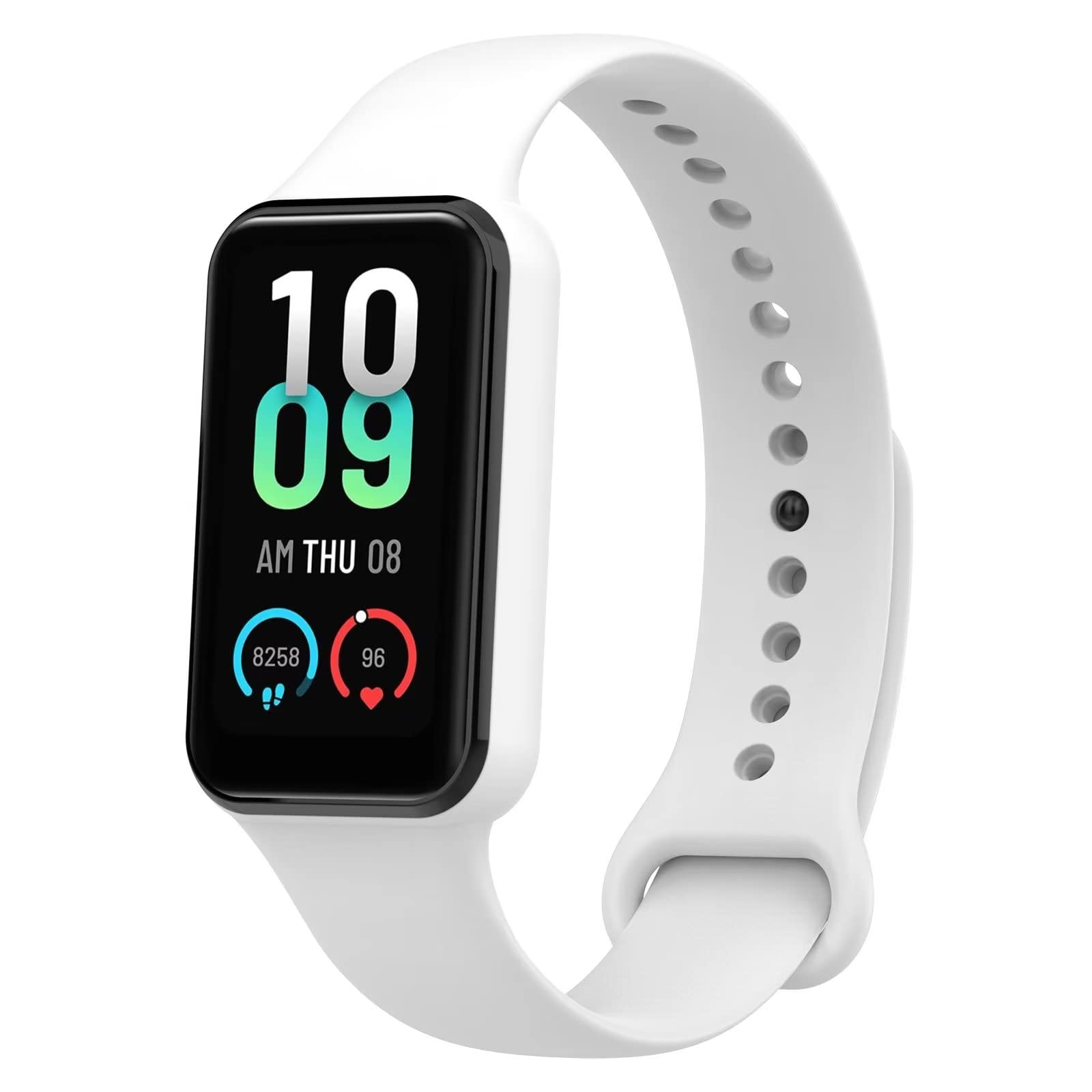 FTRONGRT Soft Silicone Watch Strap for Amazfit Band 7, Replacement Wristband Bands Bracelet for Amazfit Band 7 - White