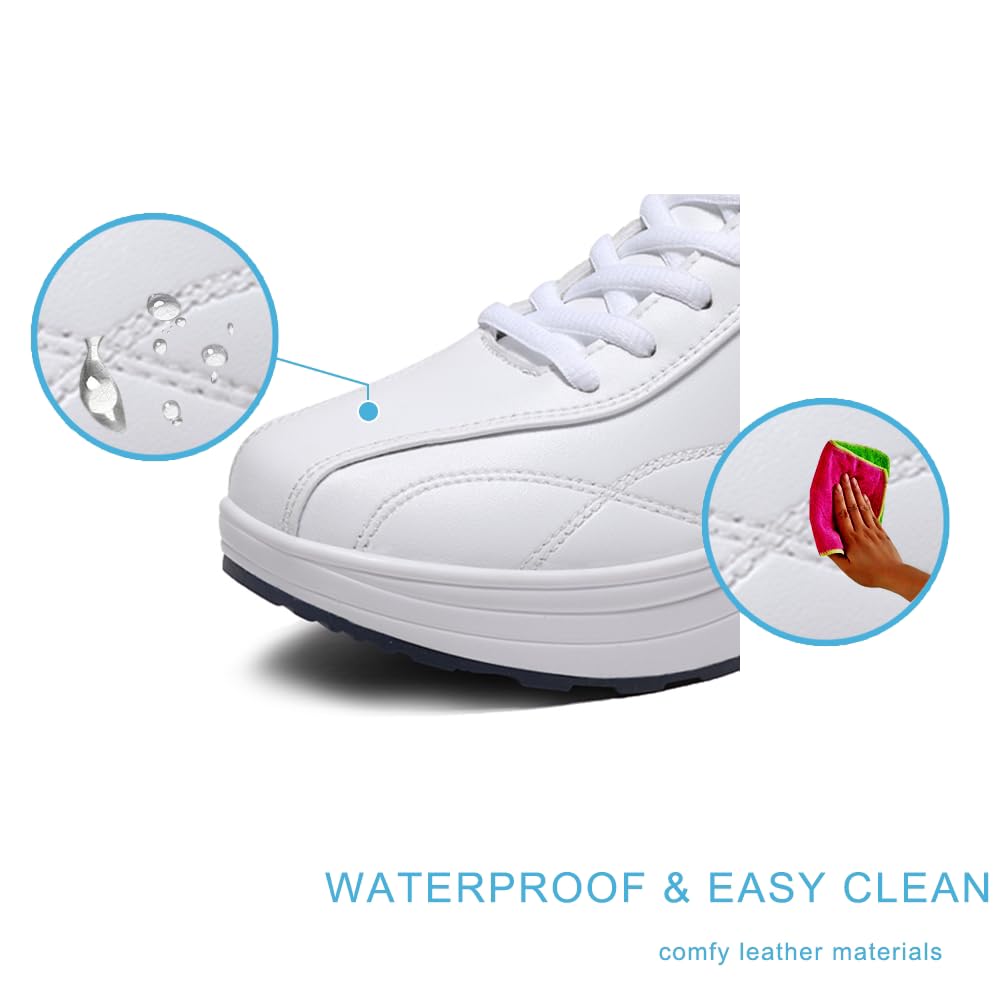 RUIDENG Scarpe da ginnastica con plateau da donna che camminano tutto il giorno, scarpe da lavoro antiscivolo da donna, comode, fondo con zeppa spessa 5 cm