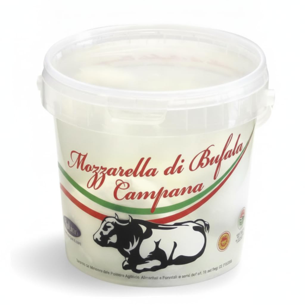 Mozzarella di Bufala Campana DOP 500g - Queso Fresco Italiano de Búfala - Textura Fibrosa Tradicional - Alto en Proteínas - Elaboración Natural sin OGM para Ensaladas y Pizza - NEXU