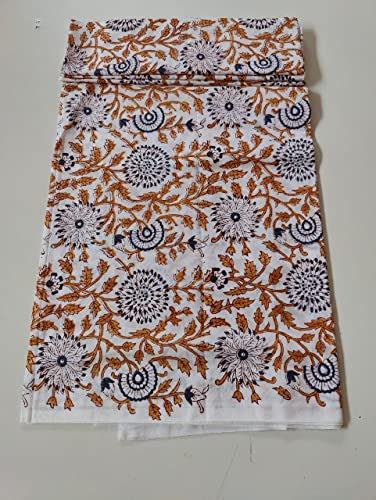 Image of Floral Printed Cotton Fabric Cloth Hand Block Print Fabric Women Material Running Jaipuri Hand Block Printed Women Dress Material Kurtis Natural 44 inch Inches Width 2.5 Meter (Pattern 27)