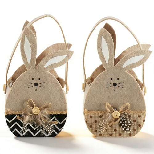Cestas de Pascua, Shyllin Bolsas, Nidos de Pascua para Rellenar, Cestas de Compra Infantiles, Cestas con Asas, Adornos, para Decoraciones de Primavera, Regalo(2, Caqui, M)