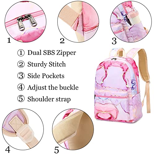 Loidou Backpack For Teen Girls Bookbags School Backpack With Lunch Box And Pencil Case 3 In 1 School Bags Set (Pink) #TOP6
