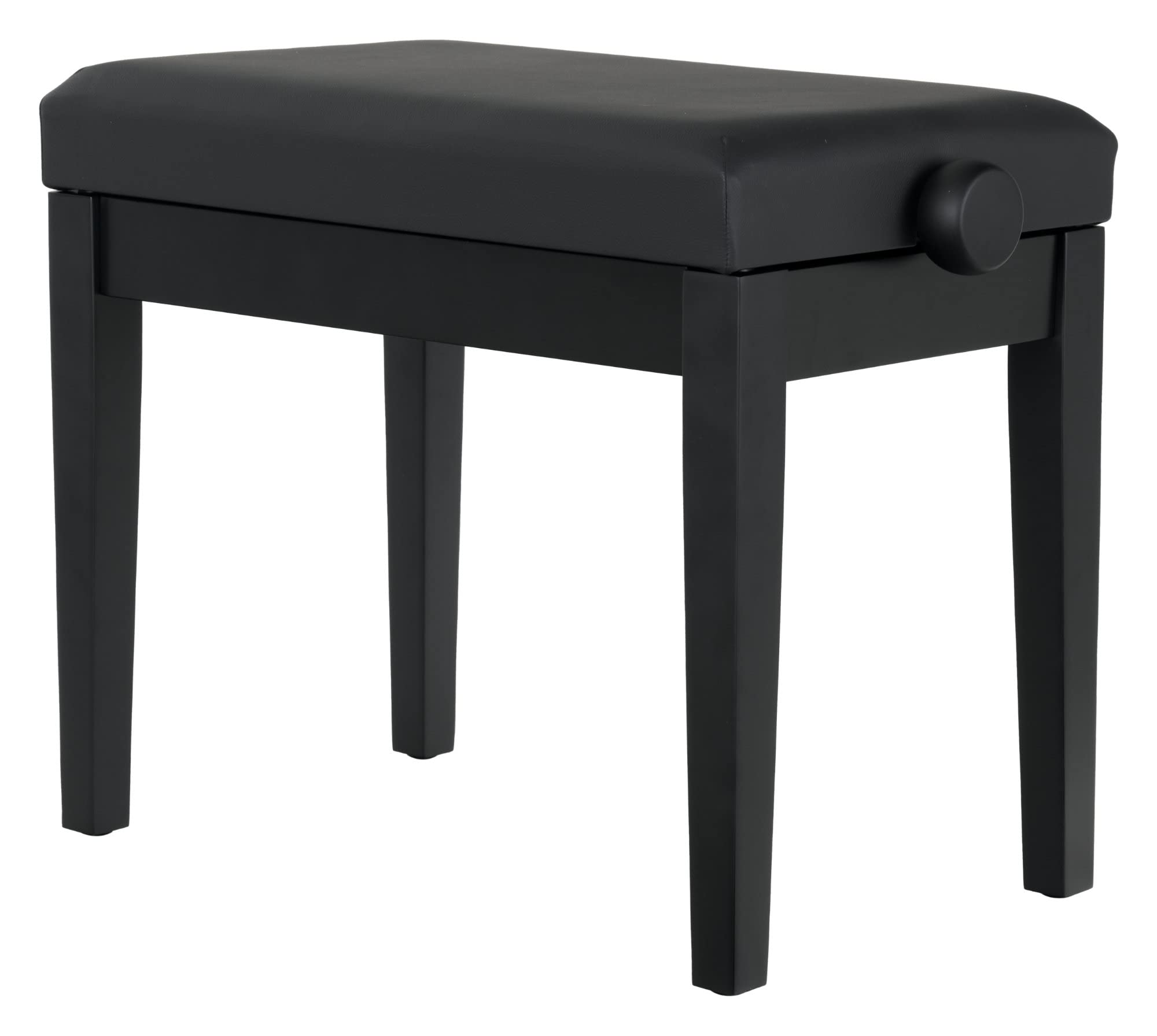 Classic Cantabile Pianobank Modell P - Schwarzes Polster aus Kunstleder - Höhenverstellbar von 48 bis 58 cm - 2-fache Kreuz-Mechanik - Massive Holzkonstruktion - Schwarz Matt