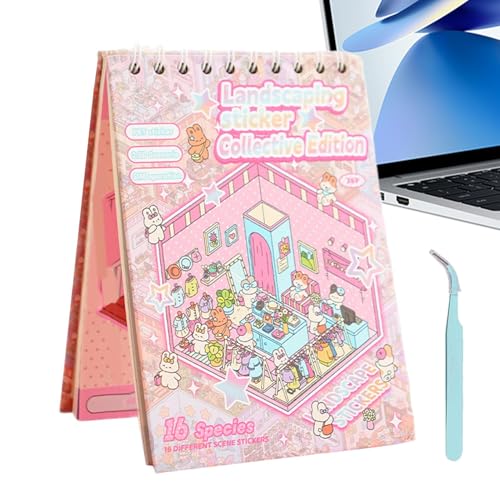 Libro Escenas Con Pegatinas,Crea Tus Propias Tiendas Y Casas   Libro Creativo Decoración Divertida Para Casa Escuela Viajes Niños y Adultos