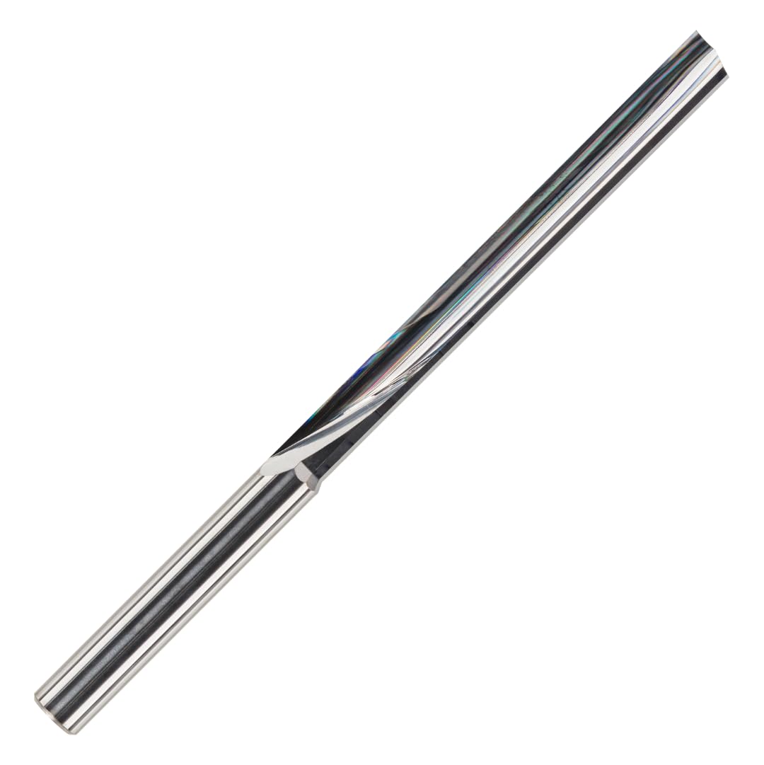 Rennie Tools - 6.35mm x 52mm Flute x 1/4" Shank Solid Carbide O Flute Straight Router Bit / Single Flute For Plastic, Acrylic, Perspex Etc. 1F Cutter For CNC's.