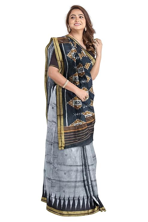 Image of Handmade Pure Bomkai Silk Saree Khandua Natural Silk Ikkat Saree For Women /Ethnic Wear /Traditonal Saree /Handloom Saree With Regular Fit Blouse Piece