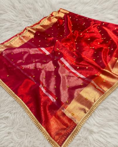 Threads Gallery Ghunghroo Banarsi Tissue Silk Saree Red - Image 6