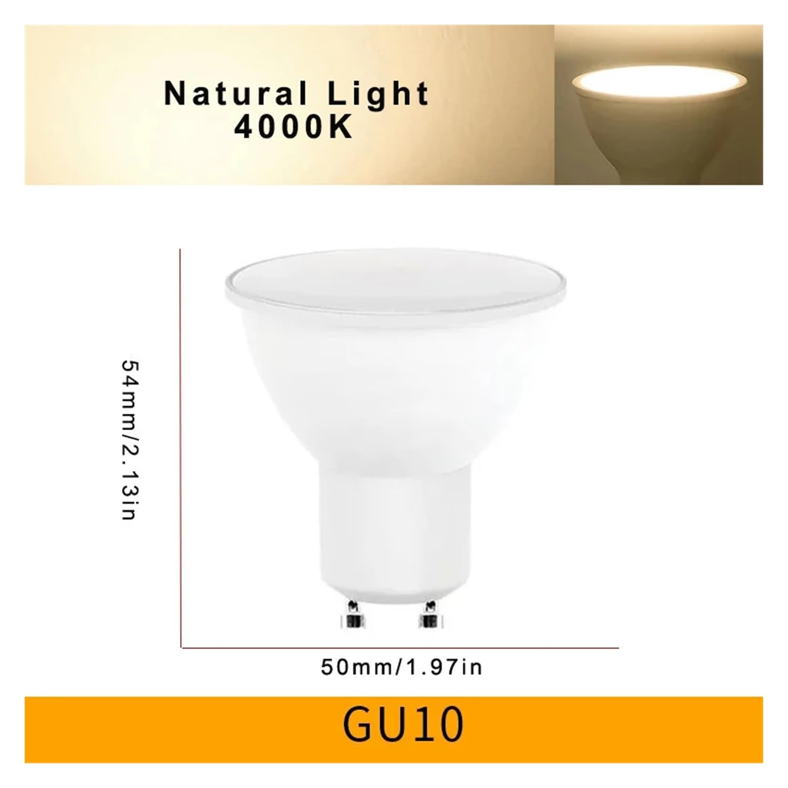 Générique LED-Leuchtmittel, AC220 V, 3 W, 6 W, 9 W, 12 W, GU10, 180-Grad-Abstrahlwinkel, für Heim- oder Bürodekoration (natürliches Licht, 12 x 3 W), 12 Stück
