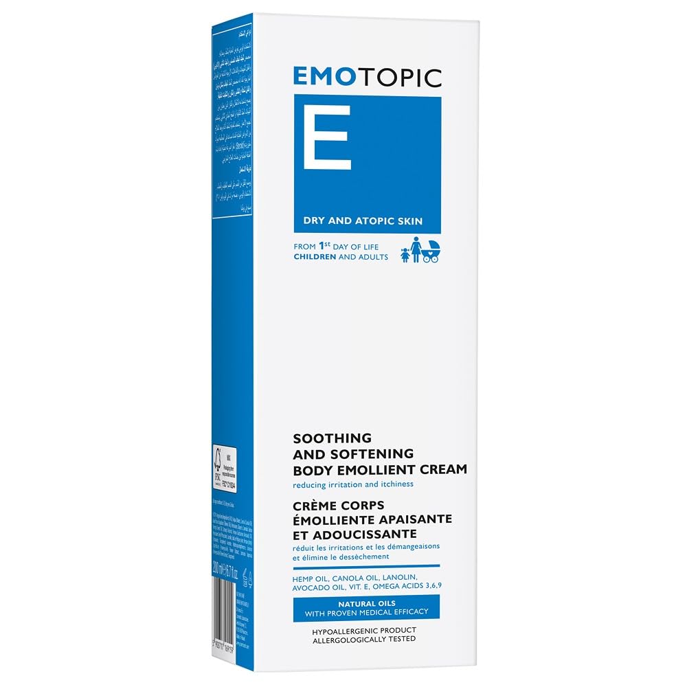 PharmacerisE Emotopic Soothing & Softening Body Emollient Cream, 200 Ml – With Canola Avocado Hemp Oils Lanolin Vitamin E & Honeysuckle For Dry, Itchy, Atopic Skin