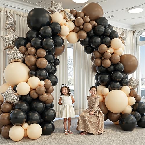Image of 412Pcs Brown Black Nude Balloon Garland Arch Kit, 18 12 10 5 inch Different Size Latex Balloons for Boy First Rodeo Wild West Country Birthday Farm Fiesta Party Decorations