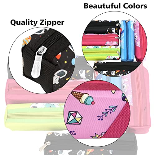 Image of TULMAN Polyester Multipurpose Pencil Pouch Kids Birthday Party Return Gifts to Carry Pencil Pens in Stationery Pouch with Zip Lock Accessories for Boys /Girls /Children (6 Pack) - Multicolor