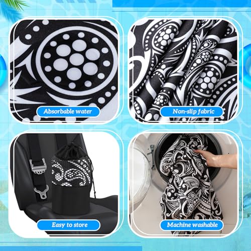 Image of Hahafelt 2 Pack Car Seat Towel Cover with Storage Bag, Paisley | 63 x 32 in Car Towel Seat Cover Non Slip Waterproof, Gym Workout Swimming Running, Machine Washable Sweat Absorbent Protector
