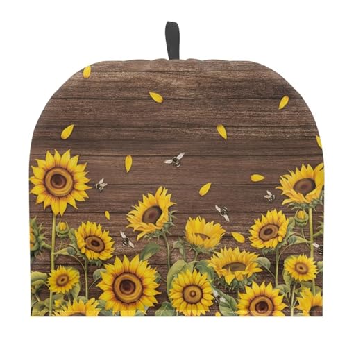 Image of Tea Pots Cozy Large Tea Pot Cozies Kettle Quilt Dust Cover Insulated Warming Teapot Dust Cover for English Tea Sets Home Kitchen Decorative Accessories, Sunflower Brown Wood Grain