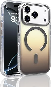 Coverzone iPhone 17 Pro i in K l f MagSafe ile uyumlu Transparan Renk Ge i li Z-Toros M-safe Kablosuz  arj destekli Gradyan Tasar m IPHONE 17 Pro  LE UYUMLU KILIF Gri