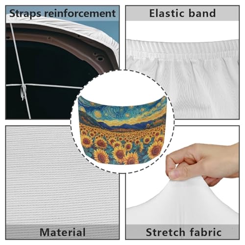 Image of Car Hood Cover Protector,Sunflower Print Comfortable Polyester Breathable Print Stylish Hood Covers for Cars,Decoration Universal Car Accessories