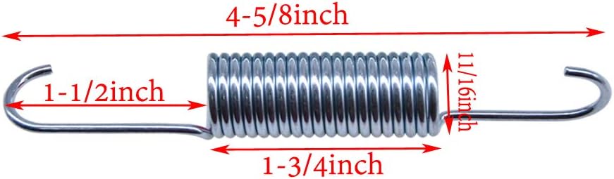 4-5/8 inch Furniture Recliner Sofa Chair Couch Tension Springs | Pack of 2 | Bed Mechanism Spring Replacement Parts with Long Neck Hook Style | Silver