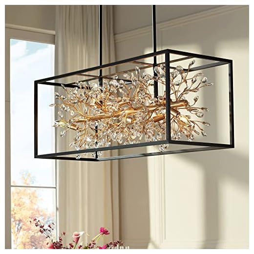Carrine Black Painted Gold Linear Pendant Chandelier 38 1/2" Wide Modern Clear Crystal 8-Light Fixture Dining Room House Foyer Entryway Bedroom Kitchen Island Hallway Ceilings - Barnes and Ivy