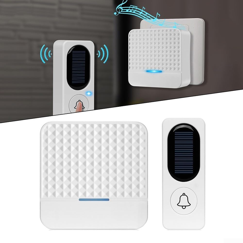 Timbre inteligente inalámbrico con energía solar, timbre inteligente inalámbrico, timbre de música de larga distancia para hogares grandes, timbre de video inteligente con vista en vivo, detección