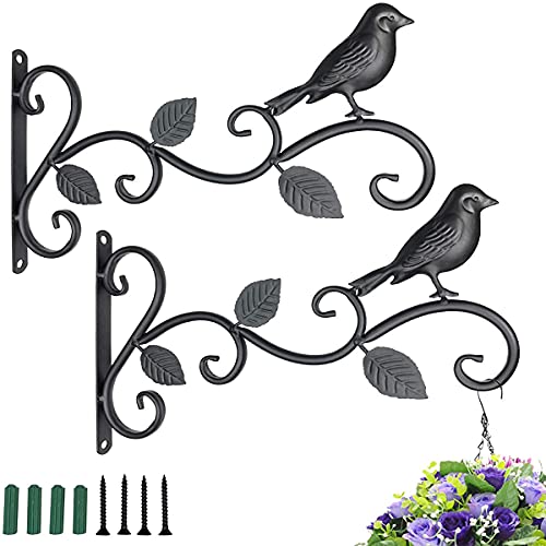 TAIANJI 2 Pièces Support de Suspension en Fer, Supports pour Plantes Suspendues pour Paniers Suspendus, Grand Support Mural pour Plantes Suspendues Mangeoires à Oiseaux Carillons Lanternes Cover