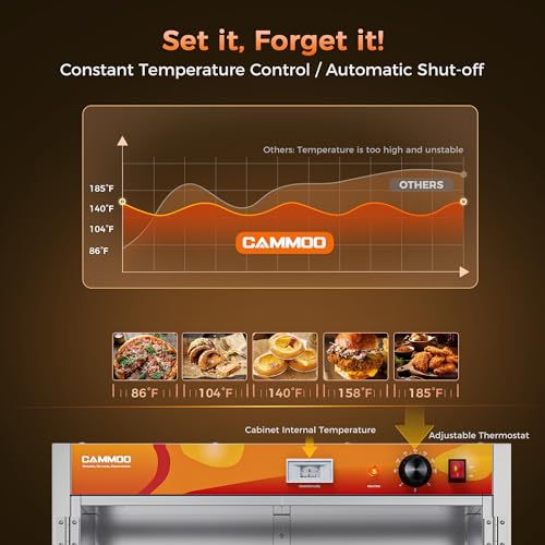 133Qt 5-Tier 900W Commercial Food Warmer with 304 Blued Stainless Steel Heating Element, 5MM Double-Tempered Glass Door, Adjustable Shelves, Electric Catering Hot Box Countertop Heated Holding Cabinet