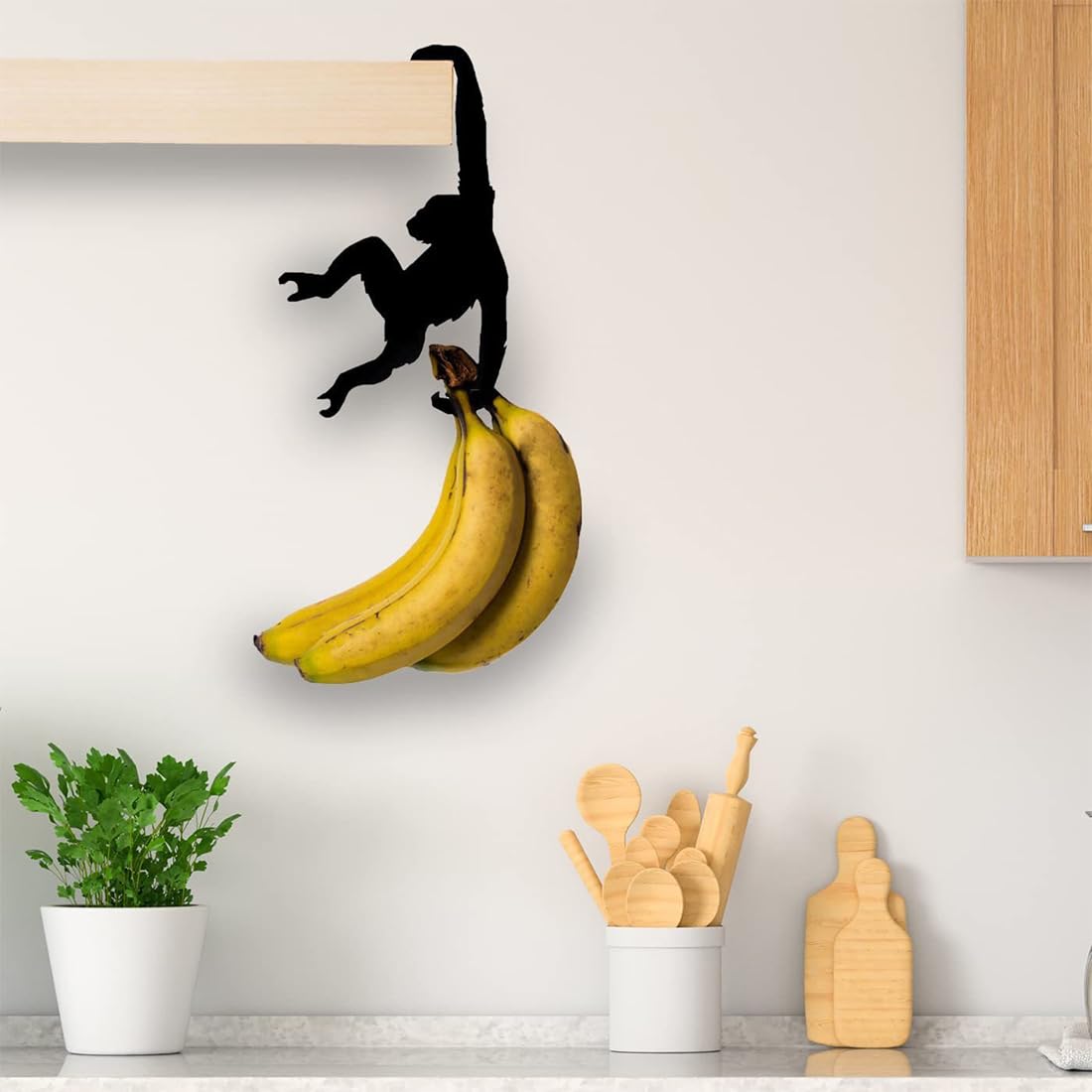 WUSJCOF Witziger Affen Bananenhalter, Bananenhaken, Küchen Gadgets für die Küche zum Aufhängen von Bananen, Weintrauben und anderem Obst