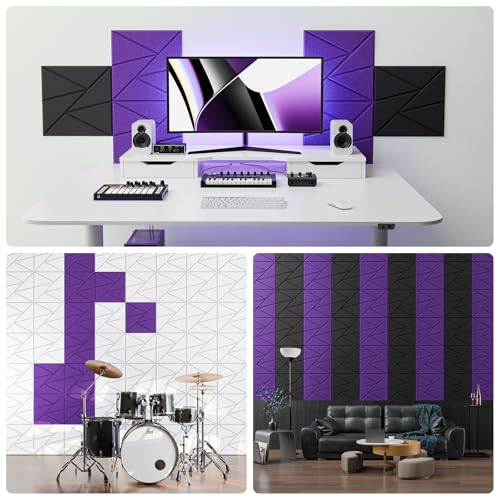 Image of 12 Pack Self-Adhesive Acoustic Panels, Sound Proof Foam Panels for Walls