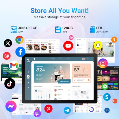 Image of URAO Tablet,11 inch Android 16 Tablet Octa-core 36GB+128GB Gemini AI | 7800mAh Battery 1280 * 800 IPS FHD 5MP+8MP Camera Wi-Fi 6,BT 5.4 GMS Support 1TB Expansion with Keyboard Stylus Headphone