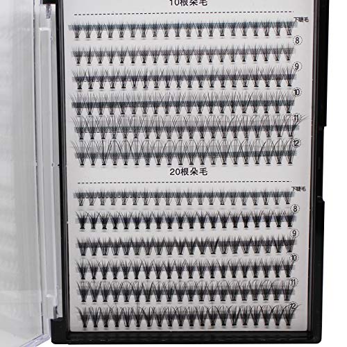 Scala 240pcs 10 Roots /20 Roots Mixed, 0.07mm /0.10 mm Mixed, 8-12mm,10-14mm and Under Eyelashes Mixed C Curl Natural False Eyelash Extension Soft Lashes Individual Eyelashes (8-12mm Mixed)