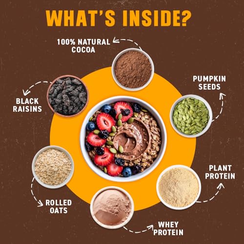 Image of Bagrry's 25g Protein Oats 750g | Dark Chocolate, Raisins & Pumpkin Seeds | Whey Protein & Plant Protein Blend | High Fibre Breakfast | Rolled Oats | No Refined Sugar | No Added Preservatives