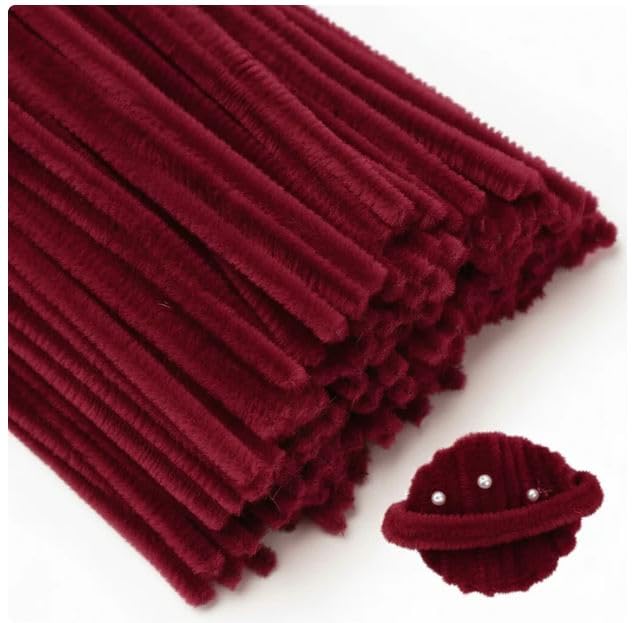 Image of Pipe Cleaner 100pcs for Hobby Craft, Scrapbooking, DIY (Maroon) | Flower Making, Kids Craft Supplies, School Projects, Home & Party Decor