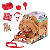 NAVESO Hund Spielzeug Kinder, Interaktives Elektronische Spielzeug Hund mit Leine, Spielzeug Haustier der Läuft und Bellt Mädchen Junge Interaktives Plüschtier mit Mini Zubehör für Geburtstagsgeschenk