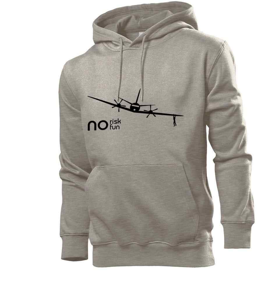Felpa da uomo con cappuccio Generisch no Risk no Fun Aeroplano – shirt84.de grigio. S