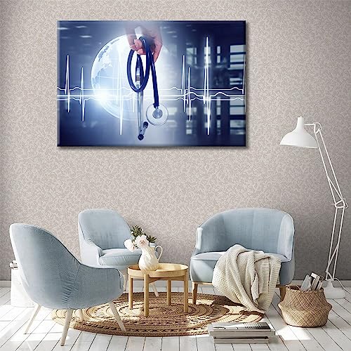 Image of TUMOVO Modern Medicine Concept Poster Wall Art for Living Room 1 Pieces Clinical Laboratory Wall Art Modern Artwork Canvas Wall Art Posters and Prints Framed Ready to Hang, 24 inch Wx36 H