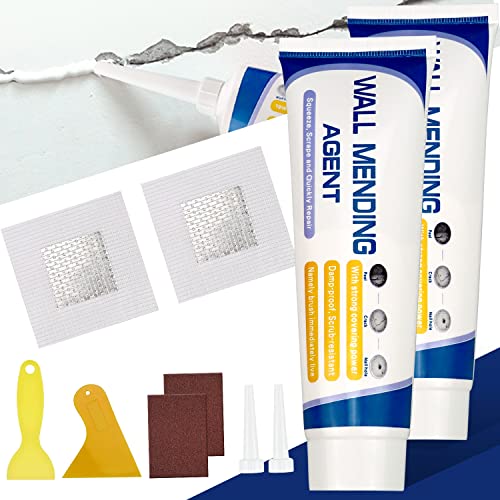 Spackle Wall Repair Kit, 2 Pack Safe Mend Wall Repair with 4 X 4 Wall Patch Repair Kit, for Quick Repair Crack and Hole Filler