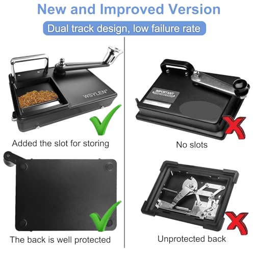 Image of Cigarette Rolling Machine, with Storage Groove, Manual Dual-Track Upgrade Cigarette Machines, Suitable for 8.0 MM Diameter Size Cigarettes (80-100MM Lengths),Black