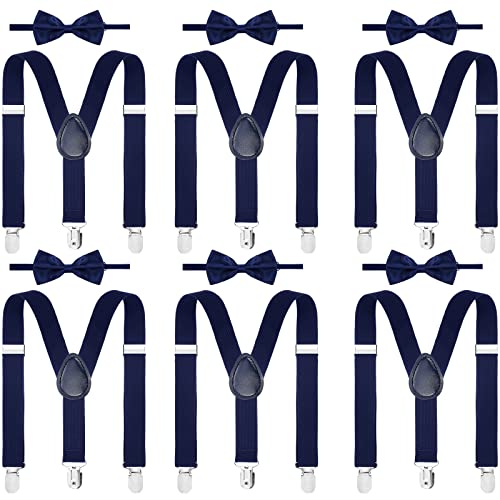Image of Haysandy 6 Set Men Suspender and Bow Tie Set Bulk Pack Y Back Y Shape Adjustable Elastic Suspender for Adult Women