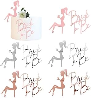 Daimay 6 PCS High Heel Girl Cake Toppers Sitting Girl Silhouette Acrylic Cupcake Topper Bride to Be Cake Topper Engagement Cake Toppers Decorations for Various Birthday Party Anniversary