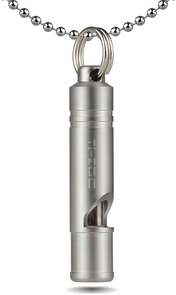TI-EDC Titanium Emergency Whistle, Loud Portable Keychain Necklace Whistle for Emergency Survival, Life Saving, Hiking, Camping, and Pet Training