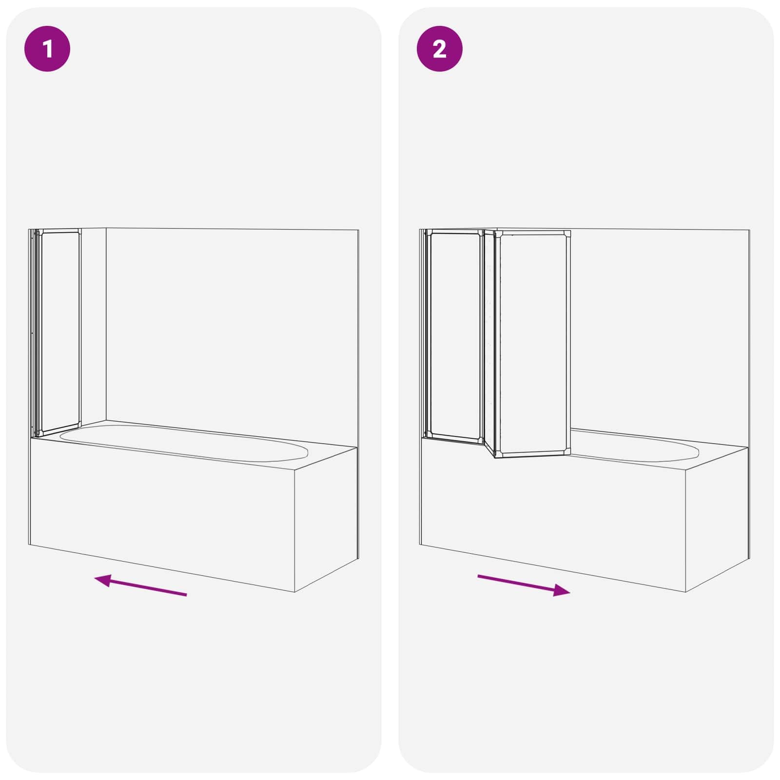 vidaXL Paroi de douche Noir 120 x 2 x 117 cm Aluminium et PP, Paravent de douche, moderne et rectangulaire, pliable, gain de place, panneau flexible pour votre salle de bain